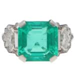Vintage Certified Colombian Emerald and Diamond Ring
