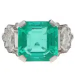Vintage Certified Colombian Emerald and Diamond Ring