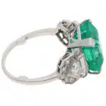 Vintage Certified Colombian Emerald and Diamond Ring
