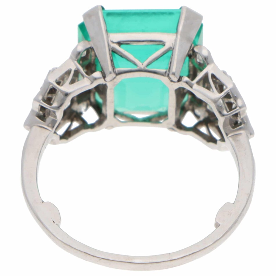 Vintage Certified Colombian Emerald and Diamond Ring