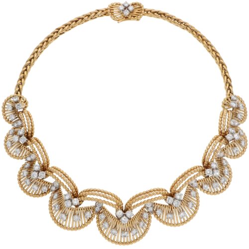 Vintage Cartier 1960s Diamond Necklace in Yellow Gold