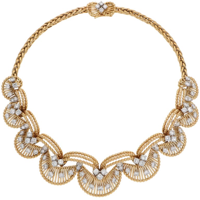 Vintage Cartier 1960s Diamond Necklace in Yellow Gold