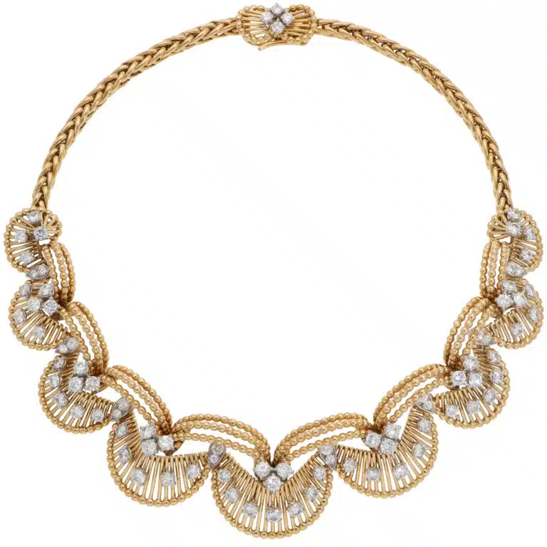 Vintage Cartier 1960s Diamond Necklace in Yellow Gold