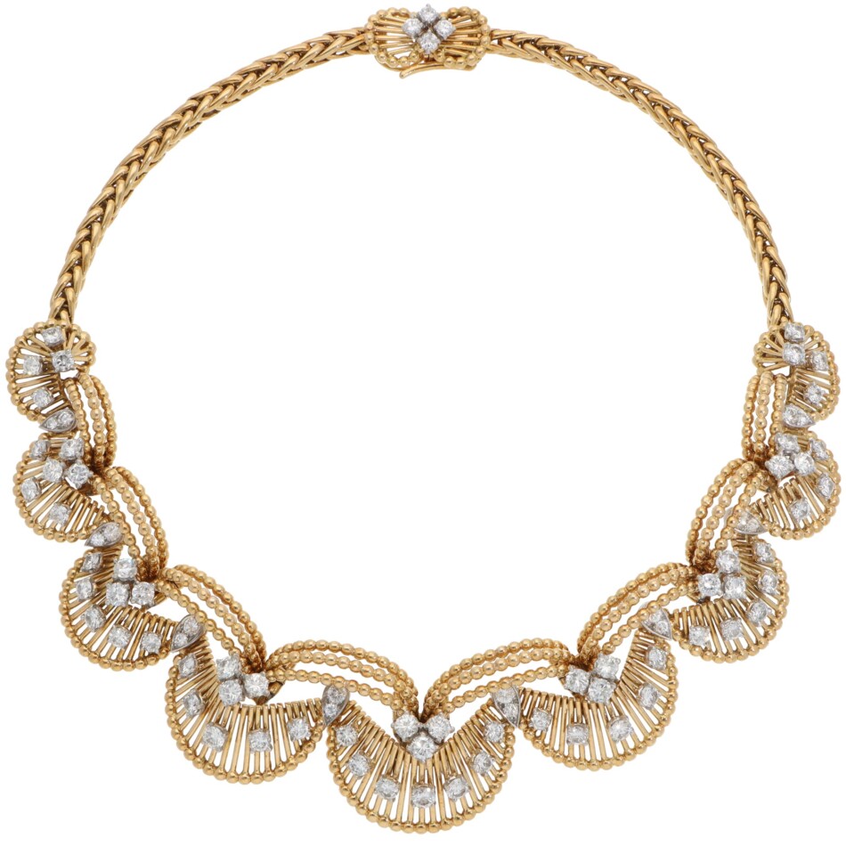 Vintage Cartier 1960s Diamond Necklace in Yellow Gold