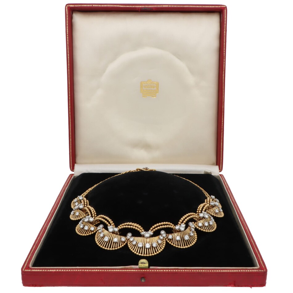 Vintage Cartier 1960s Diamond Necklace in Yellow Gold