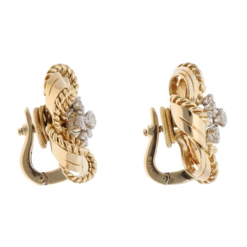 Vintage Cartier 1960s Diamond Earrings in Yellow Gold