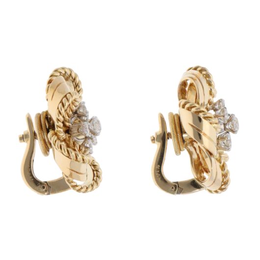 Vintage Cartier 1960s Diamond Earrings in Yellow Gold