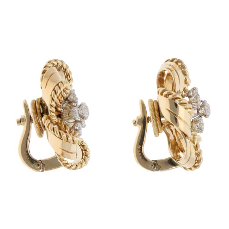 Vintage Cartier 1960s Diamond Earrings in Yellow Gold