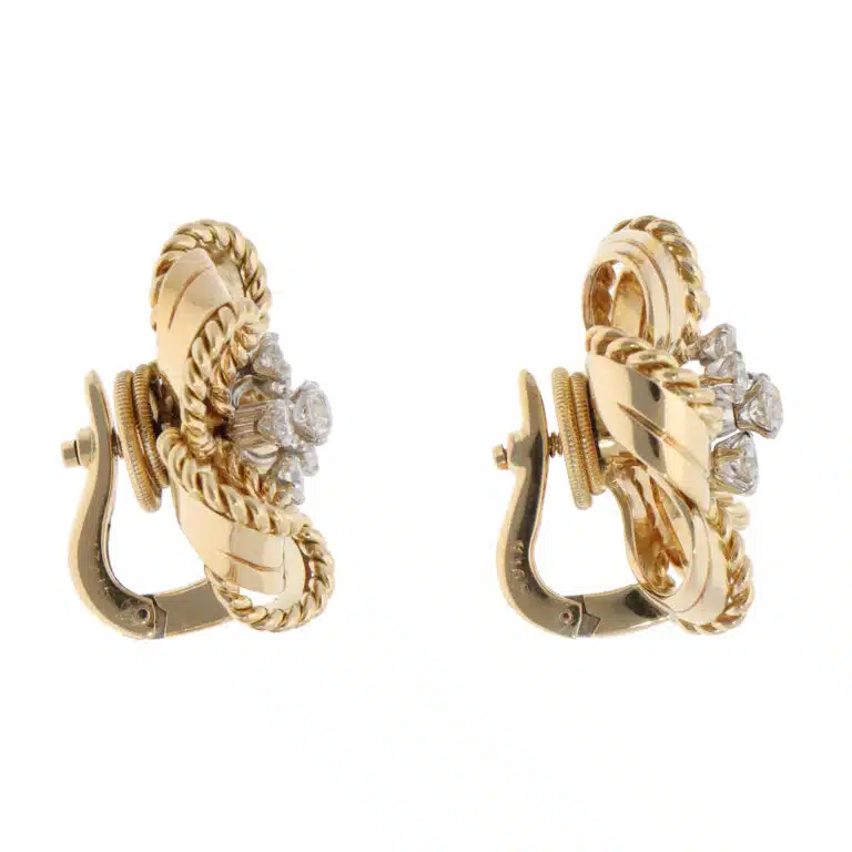 Vintage Cartier 1960s Diamond Earrings in Yellow Gold