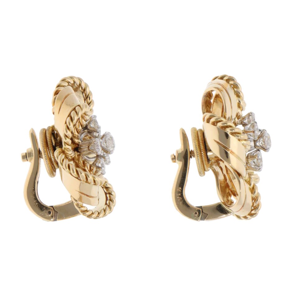 Vintage Cartier 1960s Diamond Earrings in Yellow Gold