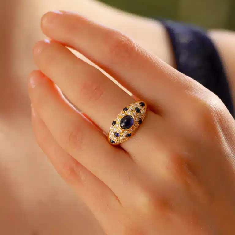 Vintage 1990s Cartier Mimi Sapphire and Diamond Ring
