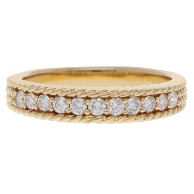 Vintage Nina Ricci Diamond Half Eternity Ring in Yellow Gold