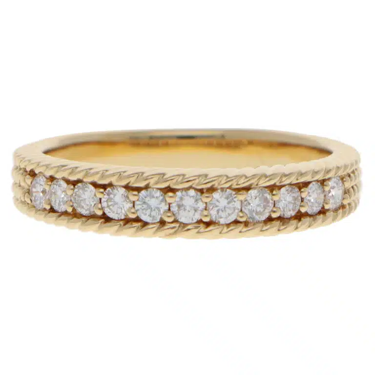 Vintage Nina Ricci Diamond Half Eternity Ring in Yellow Gold