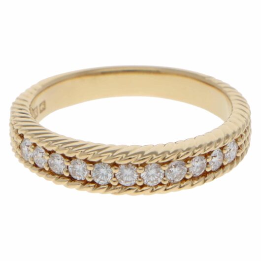 Vintage Nina Ricci Diamond Half Eternity Ring in Yellow Gold