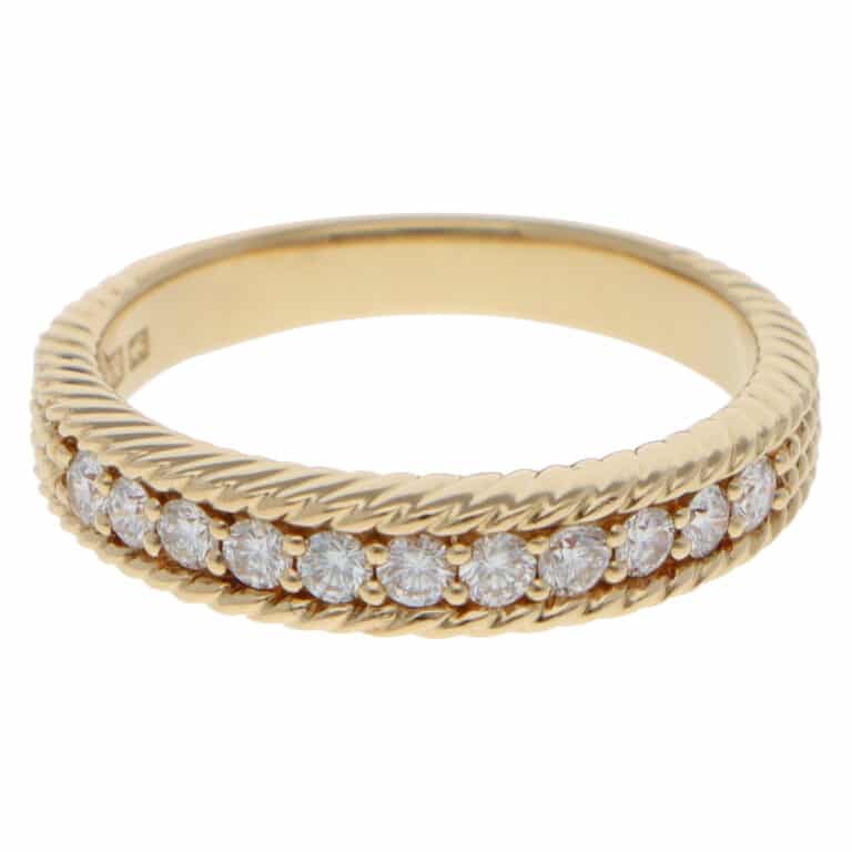 Vintage Nina Ricci Diamond Half Eternity Ring in Yellow Gold
