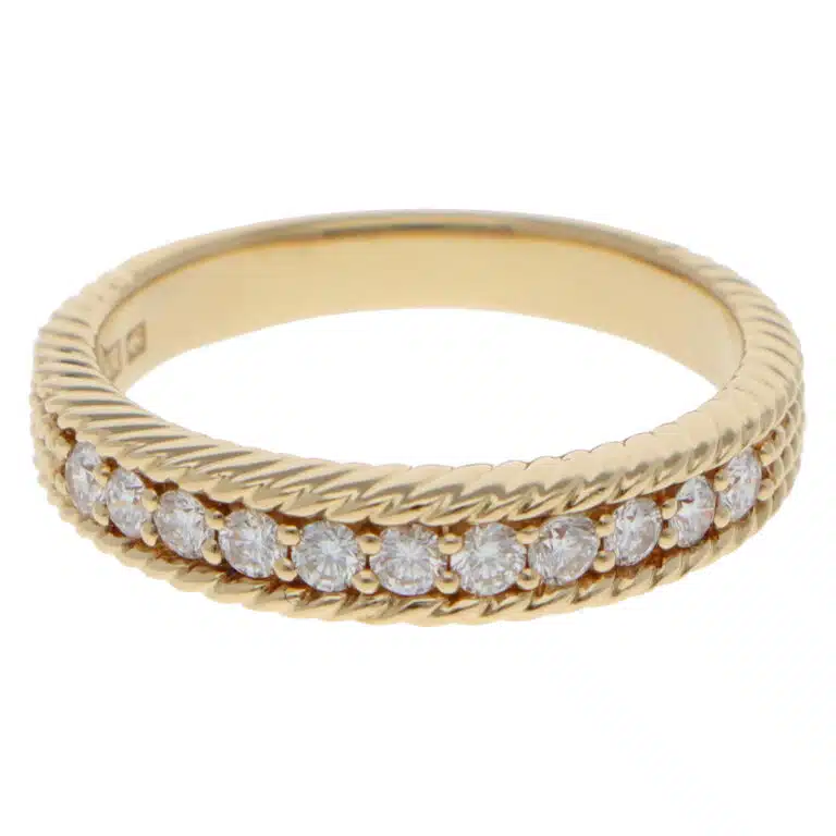 Vintage Nina Ricci Diamond Half Eternity Ring in Yellow Gold