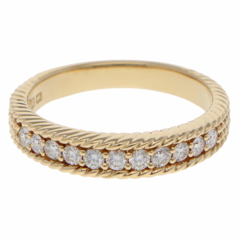 Vintage Nina Ricci Diamond Half Eternity Ring in Yellow Gold