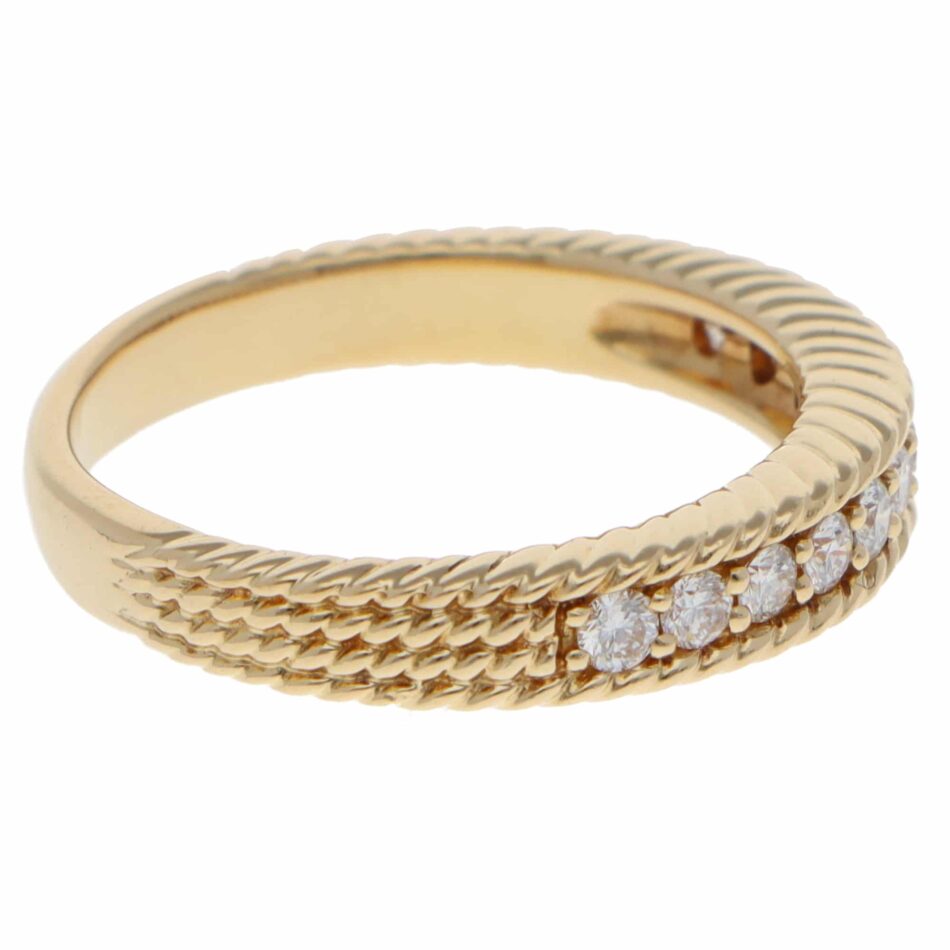 Vintage Nina Ricci Diamond Half Eternity Ring in Yellow Gold