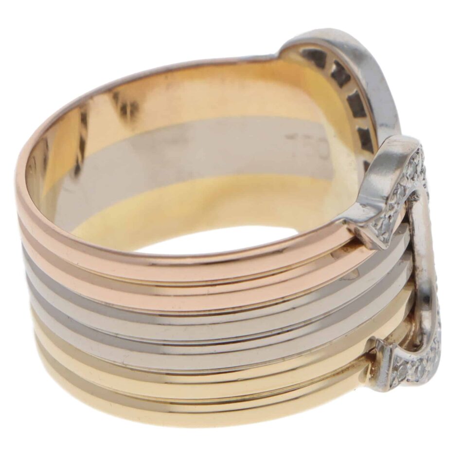 Vintage C de Cartier Diamond Open Band Ring in Gold, Size 56