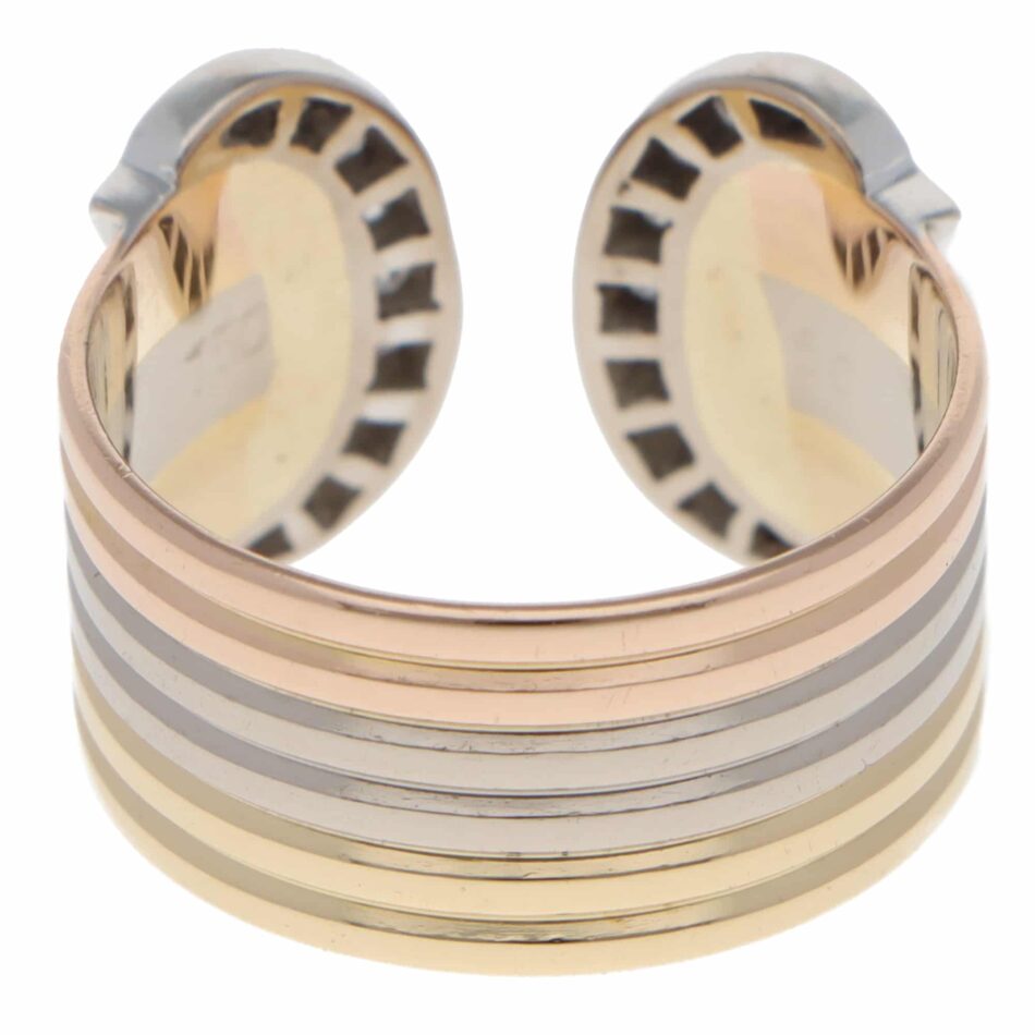 Vintage C de Cartier Diamond Open Band Ring in Gold, Size 56