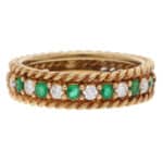 Vintage Christian Dior Emerald and Diamond Rope Ring