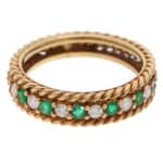 Vintage Christian Dior Emerald and Diamond Rope Ring