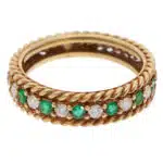 Vintage Christian Dior Emerald and Diamond Rope Ring