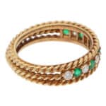 Vintage Christian Dior Emerald and Diamond Rope Ring