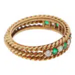 Vintage Christian Dior Emerald and Diamond Rope Ring