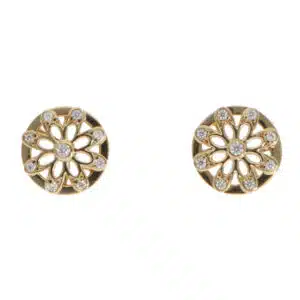 Vintage Tiffany & Co. Diamond Floral Earrings in Yellow Gold