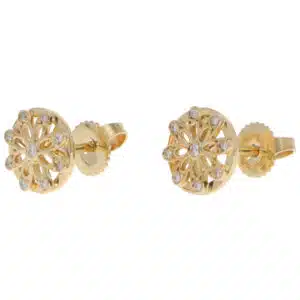 Vintage Tiffany & Co. Diamond Floral Earrings in Yellow Gold