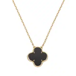 Vintage Van Cleef & Arpels Onyx Alhambra Pendant in Yellow Gold