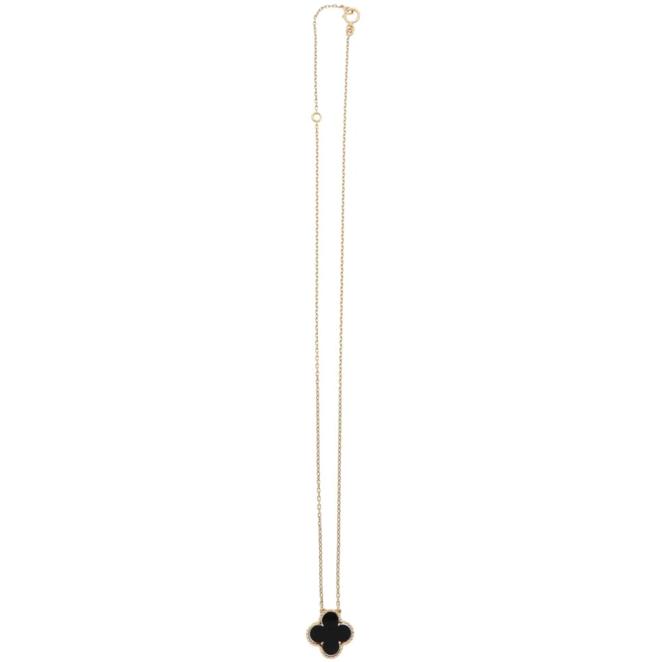 Vintage Van Cleef & Arpels Onyx Alhambra Pendant in Yellow Gold
