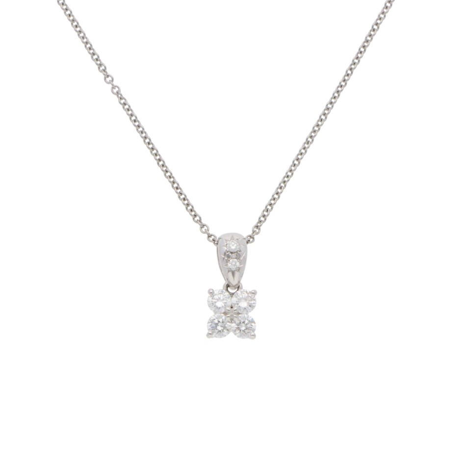 Vintage Tasaki Diamond Floral Pendant in Platinum