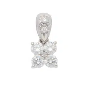 Vintage Tasaki Diamond Floral Pendant in Platinum