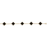 Vintage Van Cleef & Arpels Onyx Alhambra Bracelet in Yellow Gold