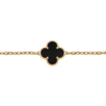 Vintage Van Cleef & Arpels Onyx Alhambra Bracelet in Yellow Gold