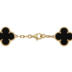 Vintage Van Cleef & Arpels Onyx Alhambra Bracelet in Yellow Gold