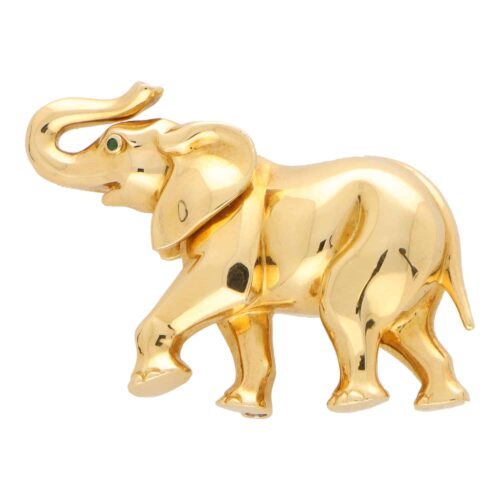 Vintage Cartier Elephant Brooch in Yellow Gold
