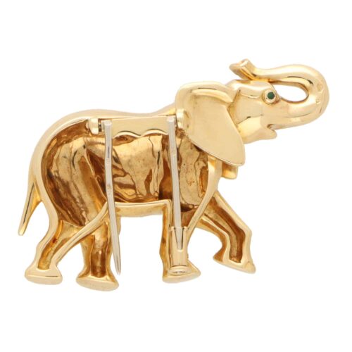 Vintage Cartier Elephant Brooch in Yellow Gold