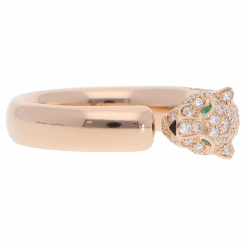 Vintage Panthère de Cartier Diamond Ring in Rose Gold