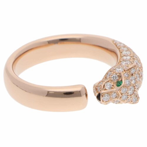 Vintage Panthère de Cartier Diamond Ring in Rose Gold
