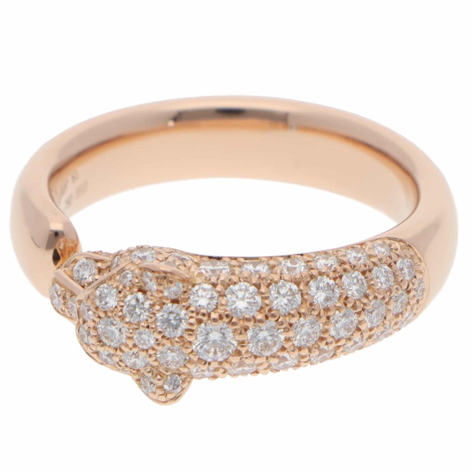 Vintage Panthère de Cartier Diamond Ring in Rose Gold