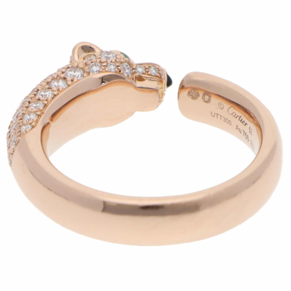 Vintage Panthère de Cartier Diamond Ring in Rose Gold
