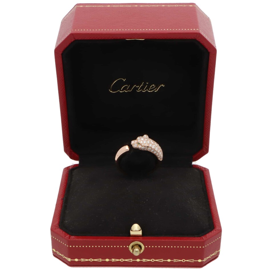 Vintage Panthère de Cartier Diamond Ring in Rose Gold