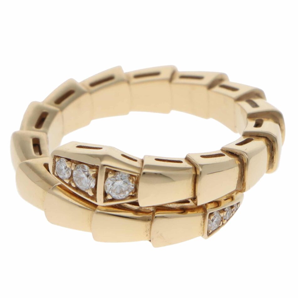 Vintage Bulgari Serpenti Viper Diamond Ring in Yellow Gold
