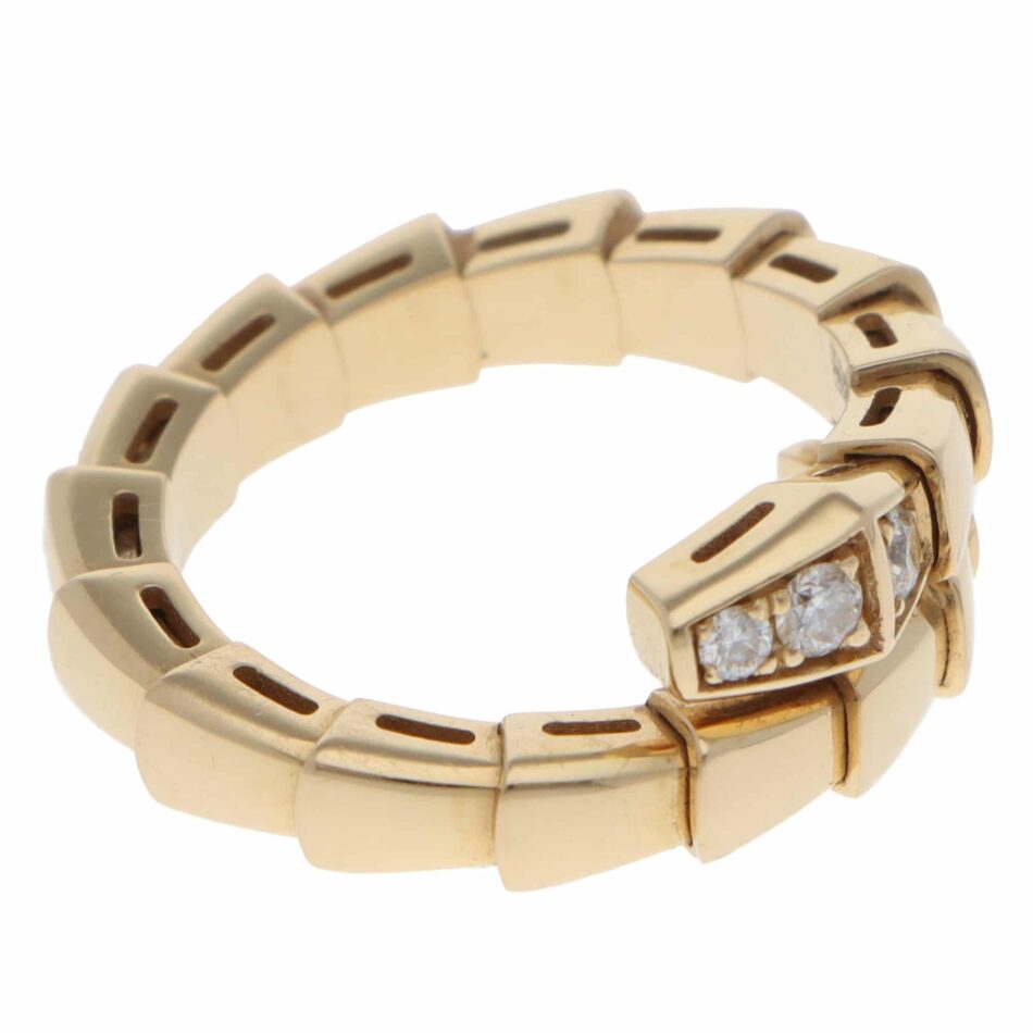 Vintage Bulgari Serpenti Viper Diamond Ring in Yellow Gold