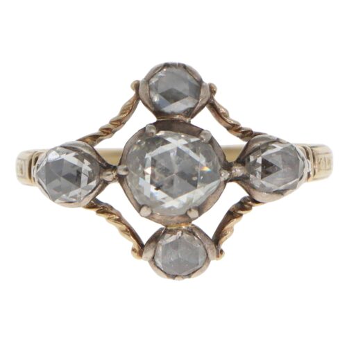 Vintage 19 Century Georgian Rose Cut Diamond Cruciform Ring