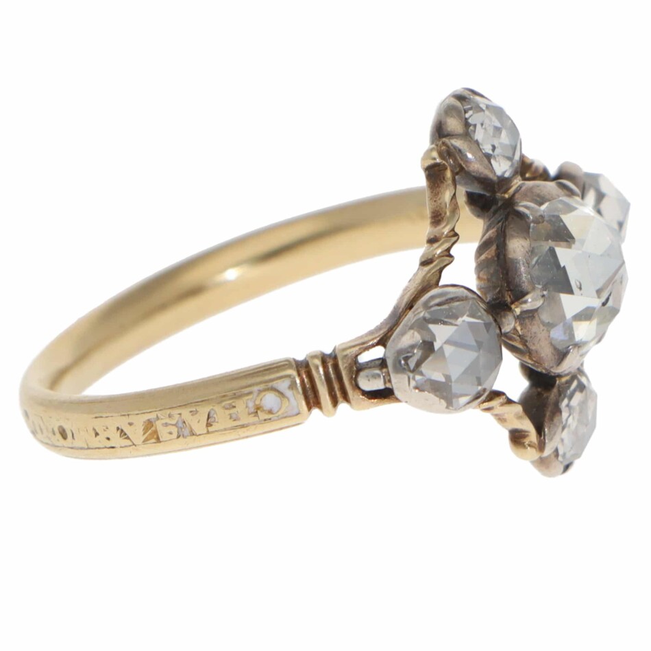 Vintage 19 Century Georgian Rose Cut Diamond Cruciform Ring