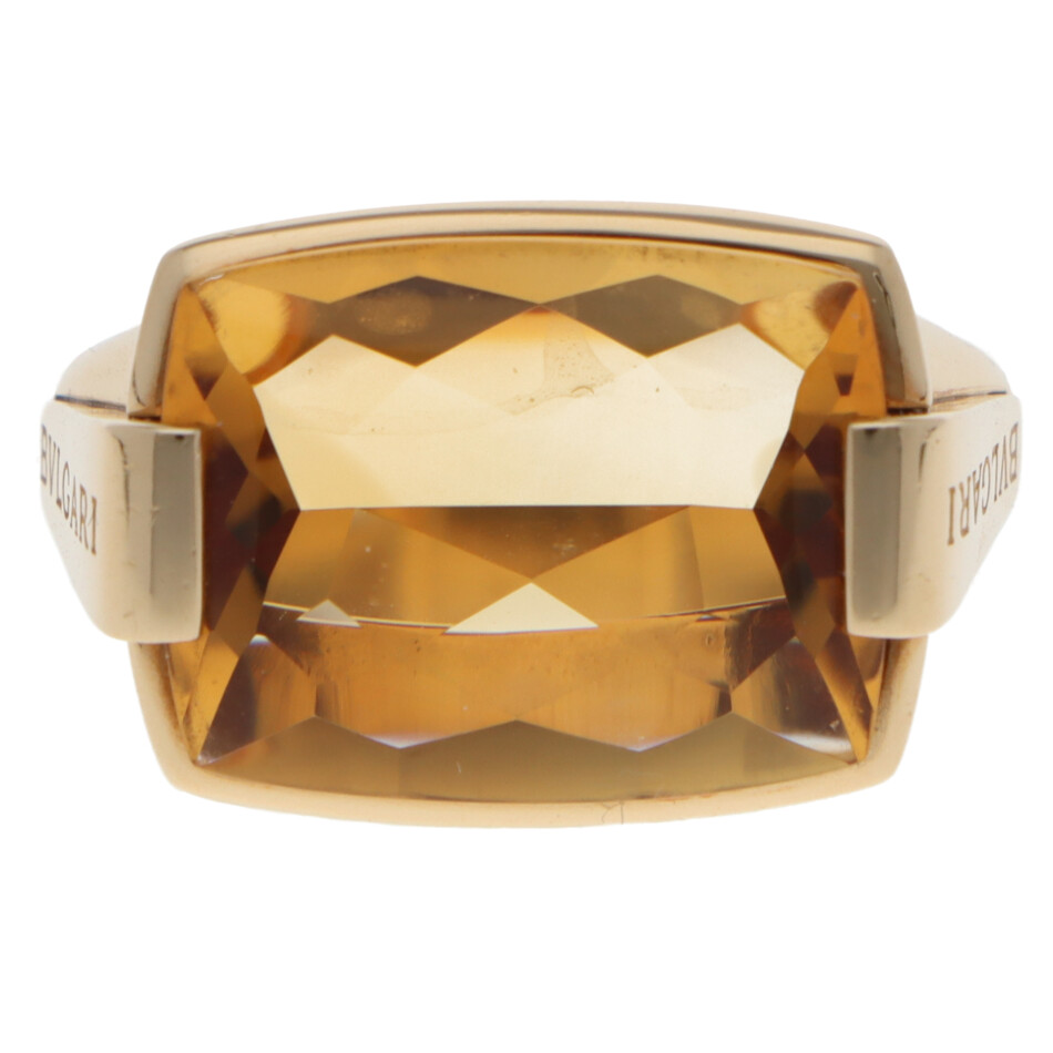 Vintage Bulgari Metropolis Citrine Ring in Yellow Gold